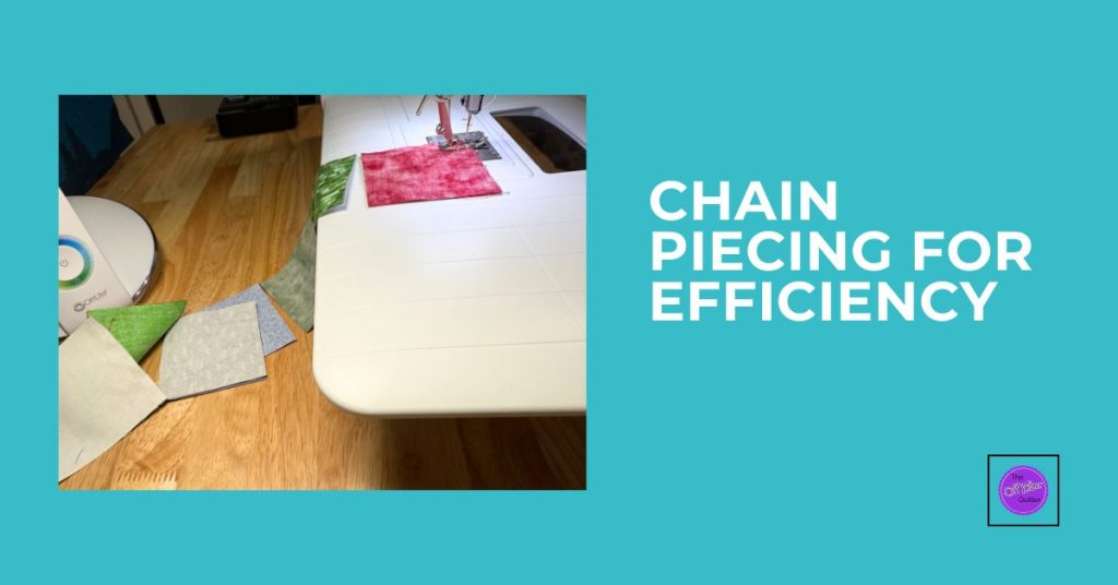 chain piecing quilt blocks on a sewing machine